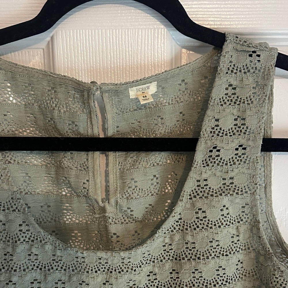 J. Crew Sage Green Lace Tank Top - Picture 2 of 2
